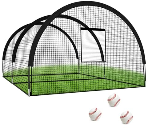 Baseball Batting Cage 32x12x8 Ft, Baseball Training Equipment Netting Cages, Golf Softball Nets for Batting with Frame and Net, Portable Softball Batting Cage Net for Hitting and Pitching Practice