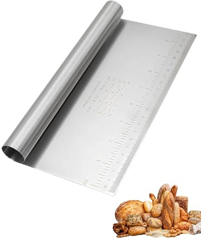 Fonyiunce Grattoir à Pâte en Acier Inoxydable avec de Mesure, 22 X 12 cm Coupe Pate pour Gâteaux, Cakes, Pizzas, Tartes, Dough