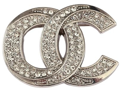 Iirlvior Buchstaben Brosche für Damen, Kreative Doppel-C-Brosche, Glänzende Kristallbrosche, Personalisierte Metallbrosche, Trendy Statement Schmuck Geschenk für Frauen und Mädchen (Silber)