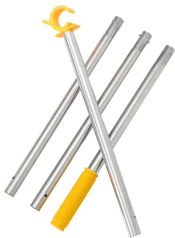 HAMPPLIES Varilla Telescópica Extensible para Apertura de Ventanas y Tragaluces, 4 Secciones de 1,52 M, Color Amarillo Gancho en C Antideslizante, para Uso Interior y Exterior