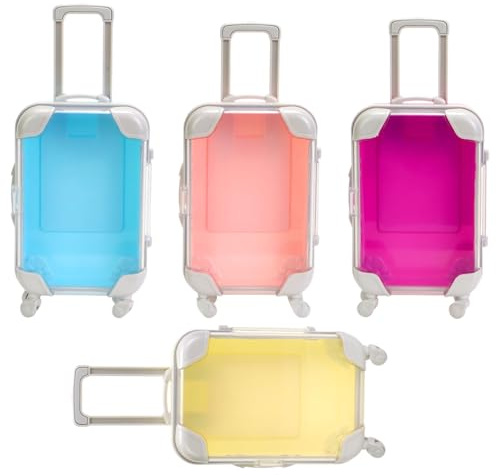 Mini-Koffer-Set für die Kleinen, Spielzeuggepäck mit transparenter Schale, Miniatur-Reisetasche für Geschenke, Schmuck und Mini-Sammelstücke, ideal für Kinder von 7–14 Jahren, inklusive Blau, Rosa