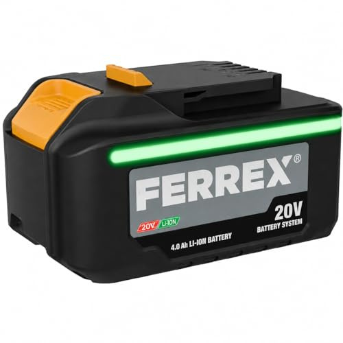 2X FERREX 20V 4Ah Lithium-Ionen Akku, Original Ersatzakku für FERREX Akku-Werkzeuge, Li-Ion, Schwarz, mit Überladungsschutz