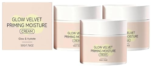 Glow Velvet Priming Moisture Cream, Pore Blurring&Gripping Primer,Hydrating Primer for Mature Skin,Long-Lasting Care,Creates Perfect Base Makeup,3pcs