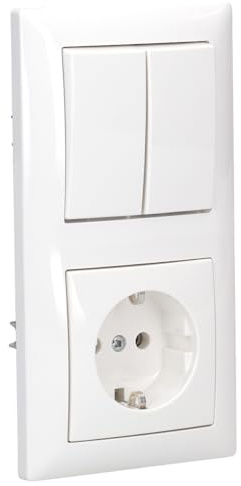 Busch- Jaeger Busch Balance® SI Komplett-Sets - Alpinweiß (1x Steckdose, 1x Serienschalter, 1x 2f Rahmen, 1x Wippe-Serie)