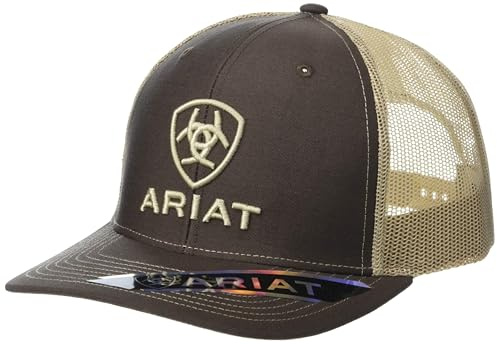 ARIAT Men's Richardson 112 Shield Embroidered Cap with Tan Mesh Back and Snapback Closure