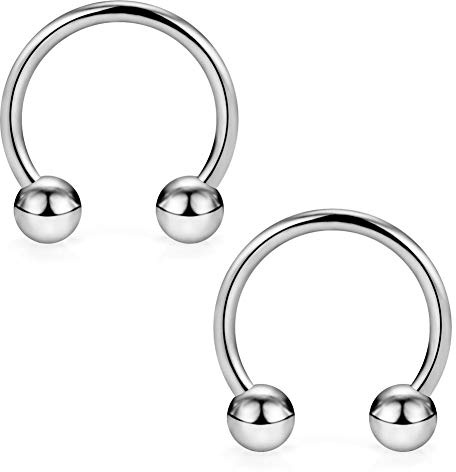 CIZME 2 st G23 titan hästsko septum näsring ring ring 16 g läpp helix tragus piercing smycken 8 mm/10 mm (boll/spike), 12mm, Stål, titan