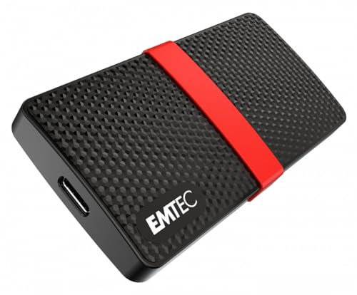 EMTEC - Disque SSD Externe Portable - 3.2 Gen1 - Collection X200 Power Plus - 3D NAND - 1 Tera - Ultra-Performant - Format Poche - Coque Plastique 100% Recyclé