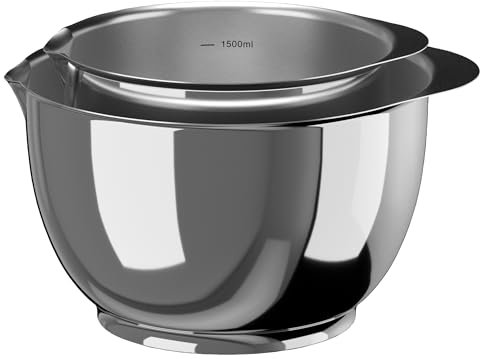 Rosti Margrethe Rührschüssel Set, Teigschüssel, Metallschüssel, Servierschüssel, Backschüsseln 2-teilig aus 18/8 Edelstahl, 1,5 + 3 Liter, Spülmaschinenfest
