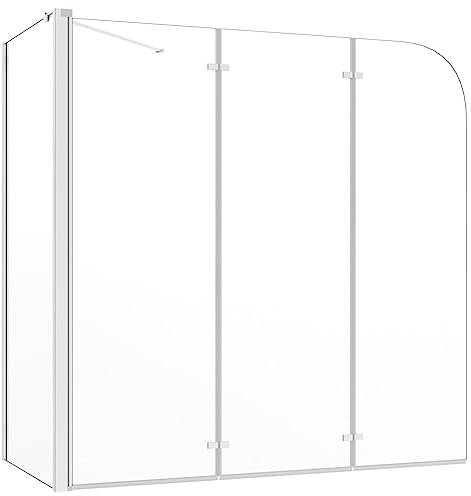 vidaXL Bath Enclosure - Elegant Tempered Glass Shower Screen with Aluminium Profiles, Foldable Design for Easy Access, 120x69x130 cm, Support Arm Included