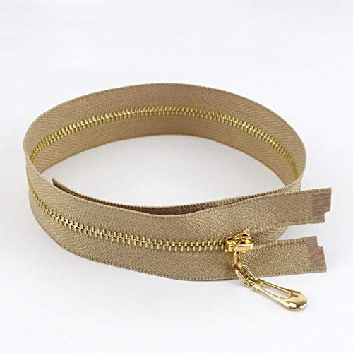 5 Stück 40/50/60/70 cm Auto Lock 3# Metall Reißverschluss offenes Ende Dekoration Reißverschluss für Nähen Taschen DIY Jacke Kleidung Nähen Material Khaki 3#