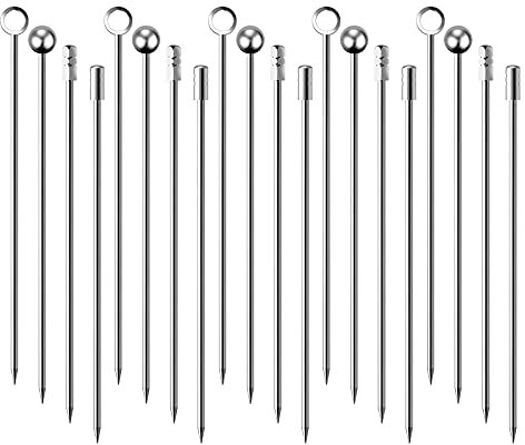 Runmeihe Cocktailspieße aus Edelstahl, wiederverwendbar, für Martini, Vorspeisen, Sandwich, Obst, Grill, 20 Stück