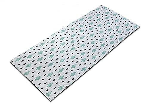 ABAKUHAUS Wald Yoga-Mattenhandtuch, Wald mit Kiefern, rutschfeste schweißabsorbierende Yoga Pilates Workout Pad Abdeckung, 64 cm x 178 cm, Grün Charcoal Grau Weiß