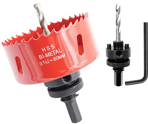 Lochsäge 80mm, LAIWEI Schwerlast Dorn lochbohrer, 4341 Bohrer, Lochfräser zum Bohren von Löchern in Holz, Aluminium, PVC und anderen Materialien, Bohrwerkzeuge
