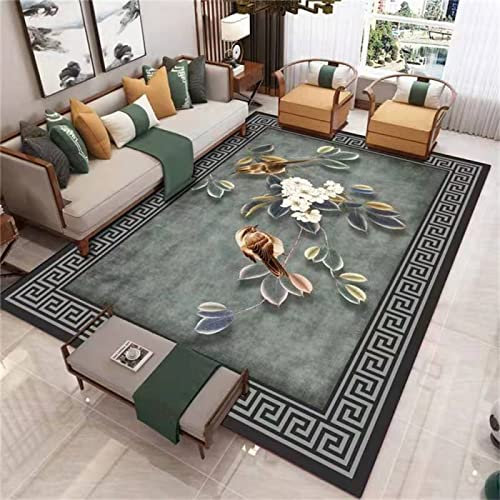 RUGMRZ Fleckerlteppich Einfacher Wohnzimmer-Schlafzimmer-Teppich Im Chinesischen Stil teppich jugendzimmer mädchen grün winter deko teppich couchtisch modern teppich fleckerlteppich tischkamin teppich