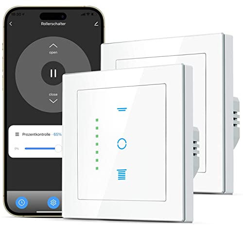 CURRYSMARTER Interruttore Wi-Fi per tapparelle, [6 gen] veneziane con LED controllabile, timer intelligente per tapparelle richiede conduttori zero, controllo tapparelle compatibile con Echo