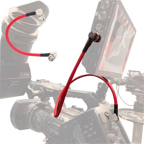 DF DIGITALFOTO BNC Cavo Coassiale 12G HD-SDI 75Ω, BNC Maschio a Maschio L-Forma, Canare LV-61S Cavo Originale per Videocamera 4K, Connettere Field Monitor o Trasmettitori Radiocamera, 0.5m Rosso,AR12