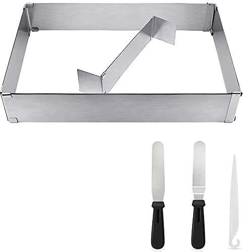 Molde para hornear, ajustable, rectangular, extensible, para tartas, pizza, anillo para tartas