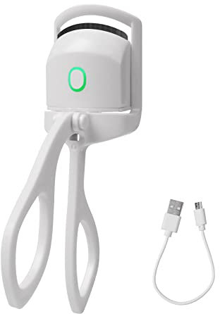 Beheizte Wimpernzange Elektrisch, Elektrische Wimpernzange Professionelle mit Silikon-Heizkissen wiederaufladbare Wimpernklammer mit 2 Temperaturmodi, für Aufheizen und langanhaltende Locken (white)