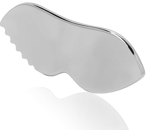 Edelstahl-Gua Sha für die Gesichtspflege, Kratzmassagegerät mit Kammzähnen | Gesichtsmassage, Verwendet für Gesicht, Hals und um die Lippen Herum mit Reisetasche