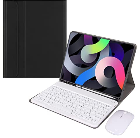 Teclado con Funda para iPad 9.7, Español Ñ Teclado Bluetooth para iPad Air 2/iPad Air/iPad 6ª/iPad 5ª/iPad Pro 9.7, Estuche Protector Inteligente con Portalápices y Inalámbrico Ratón, Negro+Blanco