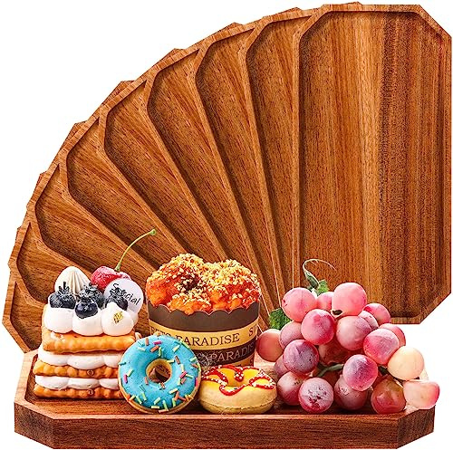Dandat 12 Pack Wooden Serving Platter Bulk Acacia Wood Platters 10 x 5 Inch Rustic Serving Tray Rectangular Charcuterie Board Cheese Plate for Home Decor Dessert Vegetables Fruit Cookie