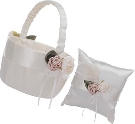 jojofuny Panier De Fleurs De Mariage Et Coussin Pour Alliances Ensemble Décoration Mariage Pour Demoiselle Honneur Et Porteur Alliances