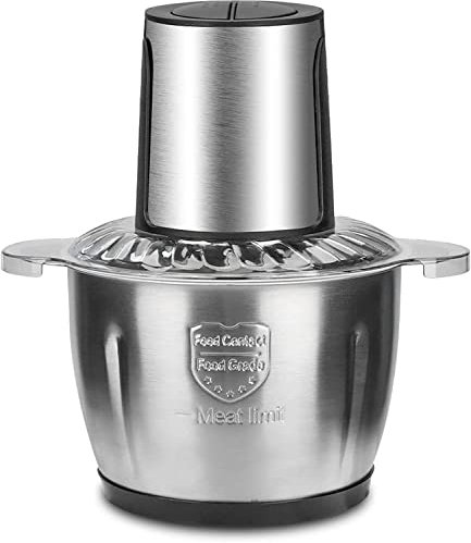 Tritacarne, robot da cucina, tritacarne piccolo robot da cucina da 250 W, cubettatrice elettrica for verdure a base di carne, con ciotola in acciaio inossidabile da 3 litri e 4 lame, A (Colore : A, Di