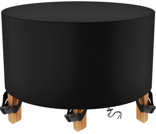 TopIdea Housse de Protection Table de Jardin Ronde 600D - Imperméable, Étanche, Extérieure - Pour Salon et Meuble - 70x50cm
