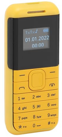 Jectse Smallest Mobile Phone, BM222 GSM 2G Basic Phone Unlocked, 0.66in HD Screen, Dual SIM Card, Ultra Long Standby, Mini Buttons Cellphone for Seniors Kids Students (Yellow)