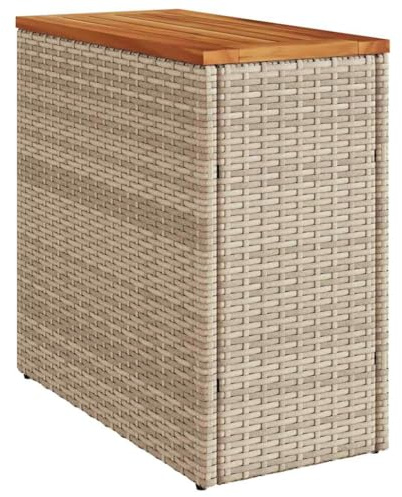 vidaXL Garten-Beistelltisch Holzplatte Beige 58x27,5x55 cm Poly Rattan