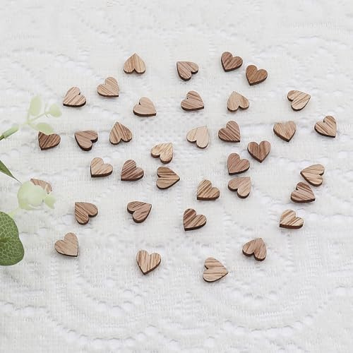 WANYIG 120 Stück Hochzeit Deko aus Holz Herzen Tischdeko Hochzeit Holzherzen Tisch Deko Taufe Deko Streudeko Holzherzen zum Basteln DIY Herz Konfetti (12MM)