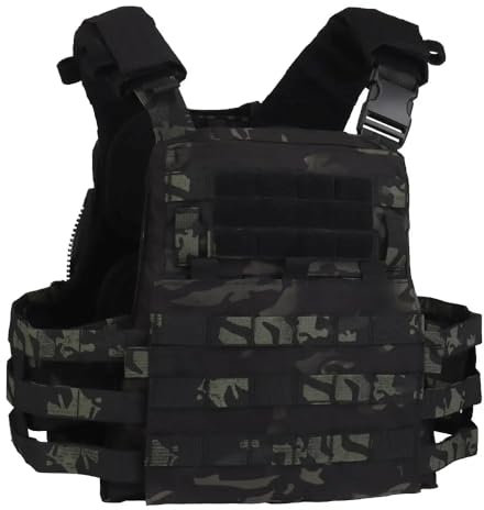 Peminkoo Tactical Vest Hunting Military Airsoft MOLLE Vest Quick Release/Fixed Dual Mode Plate Carrier Camouflage Vest (BCP)
