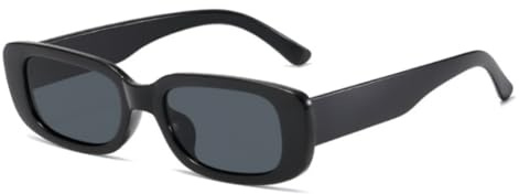 Hperu Frauen rechteckige Sonnenbrille stilvolle kleine Retro -UV -Schutzbrillen Brillen Schwarze Sonnenbrille
