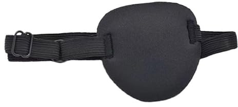 2 Pezzi Benda Occhio Regolabile, Benda Pirata con Fibbia, Fascia Oculare per Adulti e Bambini per Occhi Sinistro o Destro, Benda per Gli Occhi a Occhio Singolo per Ambliopia Pigra e Cosplay (Nero)