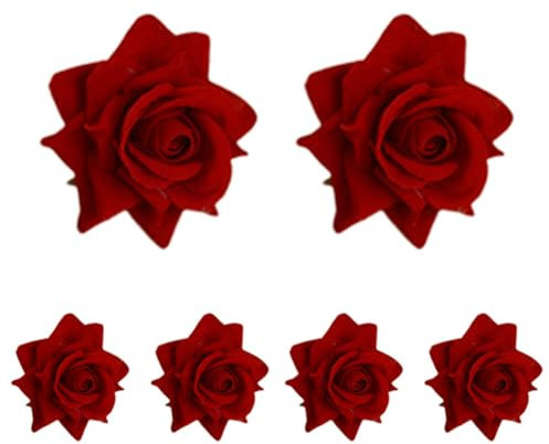 6 forcine per capelli da donna, con rose retrò, a forma di fiore, per matrimonio, forcelle per capelli a forma di U, fermagli per capelli da sposa, ragazze, donne, colore rosso
