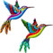 2 PCS Decoración de Pared de Metal colibrí, Impresionantes esculturas de Hierro Forjado colibrí - Coloridos Adornos de Aves para el hogar, jardín, Patio, Porche o Valla