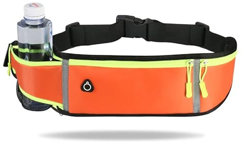 Orange laufgürtel, Gürteltasche wasserdichte Sport Bauchtasche, Laufgürtel mit wasserdichtem, Fitnessgürtel mit Verstellbarem Gummiband, für Jogging Laufen und Andere Outdoor-Aktivitäten Damen/Herren