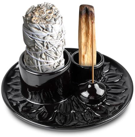 4 In 1 Räucherstäbchenhalter Räucherstäbchen Halter, Vielseitiger Incense Holder für Stäbchen, Räucherkegel und Palo Santo, Räucherkegel Halter, Halter Räucherstäbchen Salbei und Yoga/Meditation