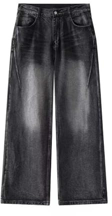 Jeans baggy da uomo DUHENWU per ragazzi adolescenti, pantaloni da skateboard Y2K, jeans vintage hip hop a gamba larga, con cerniera, pantaloni casual stretch, pantaloni a zampa di elefante, pantaloni
