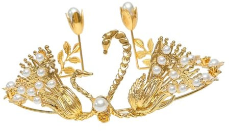 WHAMVOX 2pièces Décoration De Gâteau Métal Forme De Couronne De Cygne Avec Perles Artificielles Accessoires Élégants Pour Anniversaires or Et De Chaque Couleur