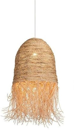USMJQVZ Bambus-Pendelleuchte, handgewebte Rattan-Boho-Hängelampe, Bauernhaus-Korblampe, Küstenkorb-Kronleuchter für Esszimmer, Wohnzimmer, Schlafzimmer, Küche