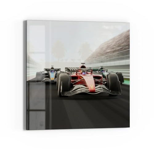 DEQORI Glas-Magnettafel | 50x50 cm cm groß | Motiv Rasantes Duell | Memo-Board aus Glas | Magnetboard inkl. Magnete, Stift & Tuch für Küche & Büro | Tafel magnetisch & beschreibbar