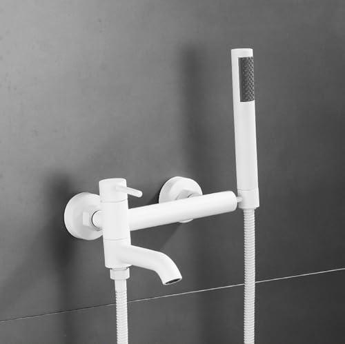 XJTNLB Miscelatore Doccia da Muro Bianco Rubinetto per Vasca da Bagno con Doccetta Miscelatore Monocomando Vasca Doccia