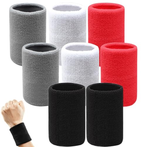Schweißbänder Handgelenk, 4 Paar Elastische Schweissband, Sports Schweißbänder, Absorbierende Schweißband Kinder, Baumwoll Schweißband Arm für Fußball, Basketball und Tennis Sport, 8 x 8 cm