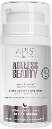 Apis AGELESS BEAUTY Nachtcreme Maske mit Progeline - 50 ml - Anti-Aging, straffende und feuchtigkeitsspendende Pflege mit Avocadoöl, Sheabutter, Q10 und Peptidkomplex für glatte und strahlende Haut