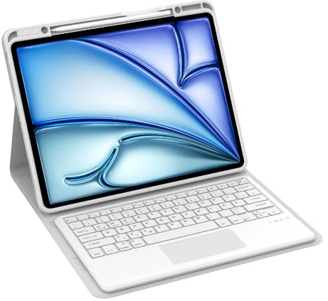 Occtingkind Für iPad Pro 12,9 Hülle mit Tastatur & Trackpad, für iPad Pro 12,9 3-6. Gen (2018-2022) (A1934/A2762 u,a,) – Multi-Touch Gesten, QWERTZ, USB-C, Abnehmbar, Steingrau