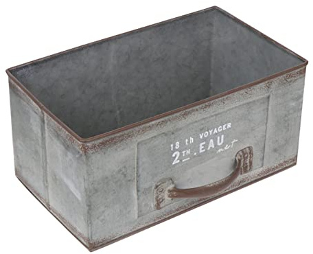Garneck Vintage Metall Pflanzwanne Ovaler Blumeneimer Für Shabby Chic Dekoration - Robuster Eisen Pflanztopf Mit Entwässerung Für Garten Und Balkon - 22 5x13 5 cm Grau