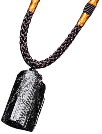 New 2025 Unisex Black Tourmaline Column Pendant Rough Stone Natural Necklace Ornament Crystal Thick Energy Decoration Jewelry Luxury With For You Accessories Trendy Creative For Women And Men