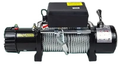 TIEOAXFT Cabrestante eléctrico for Tuning de automóviles, 12 V, 24 V, 3000 Libras, 12/24 V, con manija/Cable de Acero inalámbrico, cabrestantes ATV for BeachBugg(3000Lb Handle,24V)