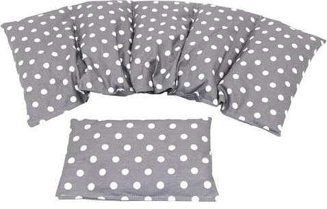PÜNKTCHEN PUNKTE Kirschkernkissen 2 er Set 5 Kammer + kleines 51 x 21 cm Körnerkissen Wärmekissen XXL Kältekissen Mikrowelle + Backofen (Grau Punkte, 1. Kirschkerne)